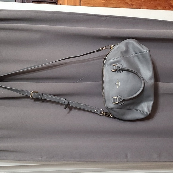 Kate Spade Purse Gray Goldtone Hardware Handles/Strap Crossbody 15x10" EUC - Picture 1 of 12